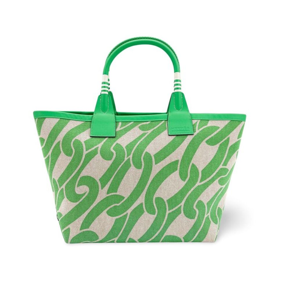Hermès Stipple 28 Tote Bag Ecru Green